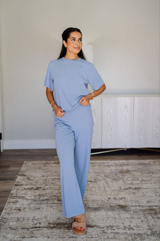 Dusty Blue Ribbed Fleece Set