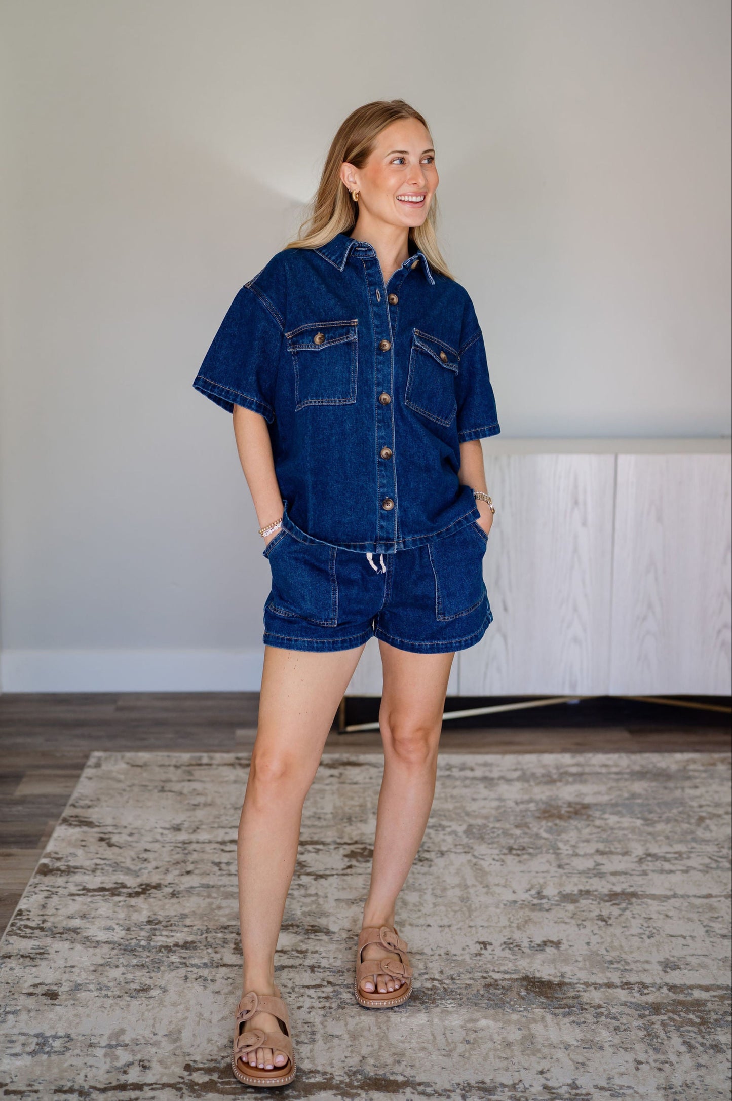 Boxy Button-Up Denim Shirt