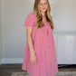 Rose Bloom Gingham Babydoll Dress