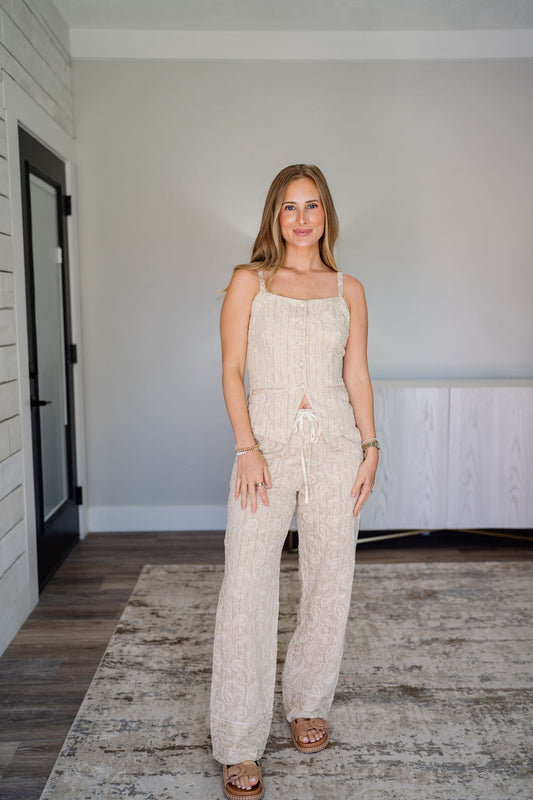 Sandy Paisley Embroidered Pants