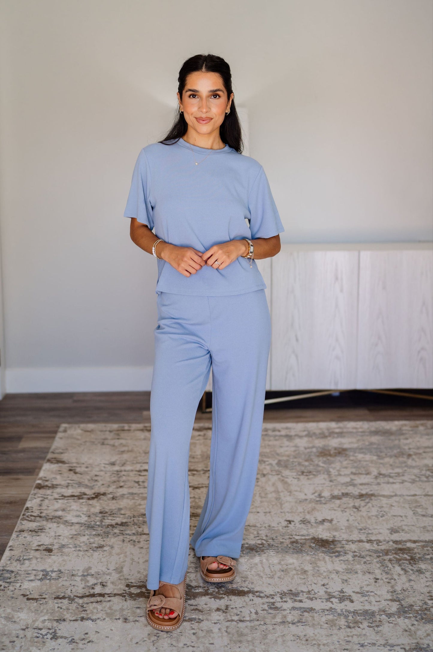 Dusty Blue Ribbed Fleece Set