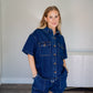 Boxy Button-Up Denim Shirt