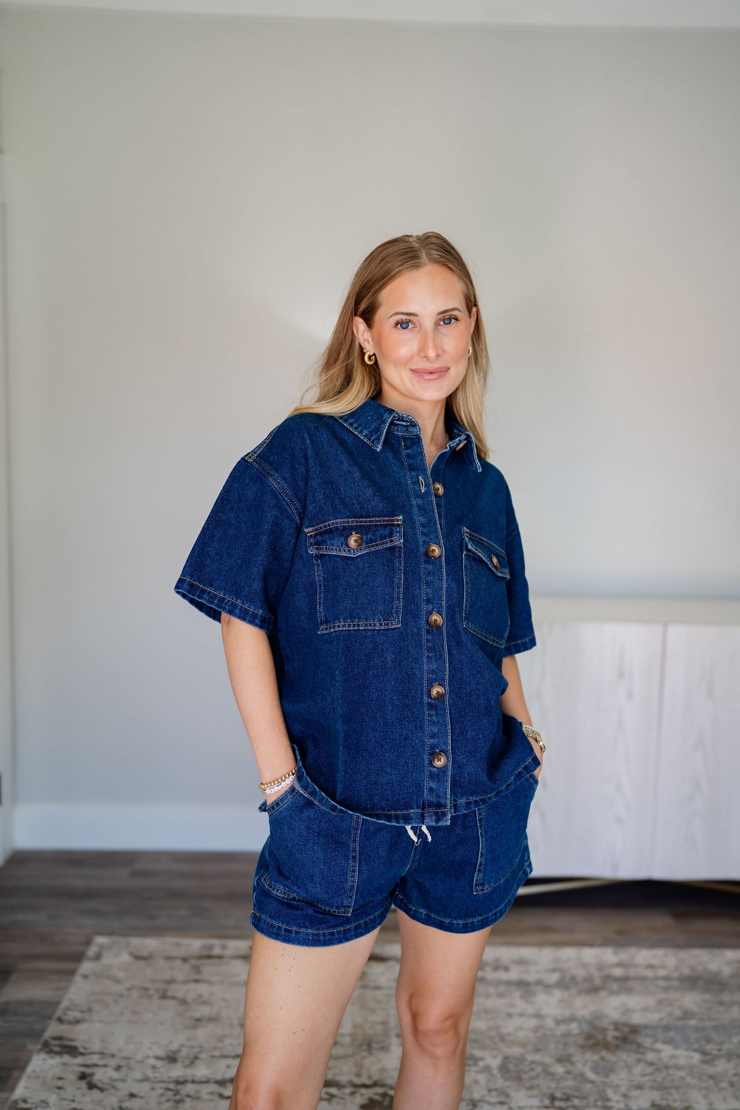 Boxy Button-Up Denim Shirt