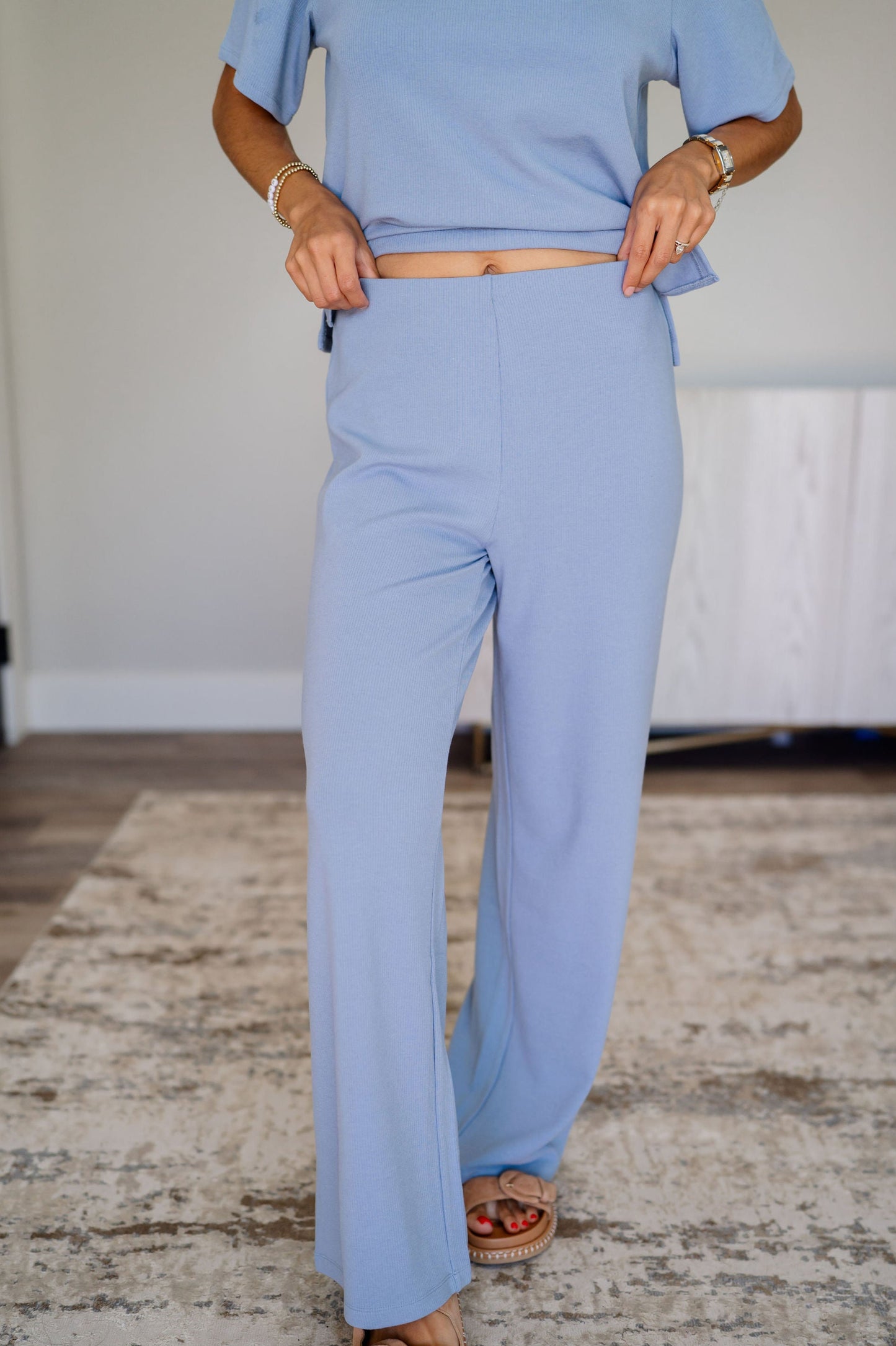 Dusty Blue Ribbed Fleece Set
