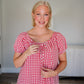 Rose Bloom Gingham Babydoll Dress