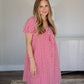 Rose Bloom Gingham Babydoll Dress