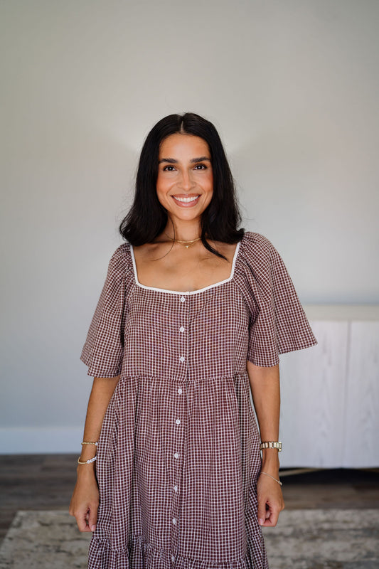 Maple Cream Plaid Dress