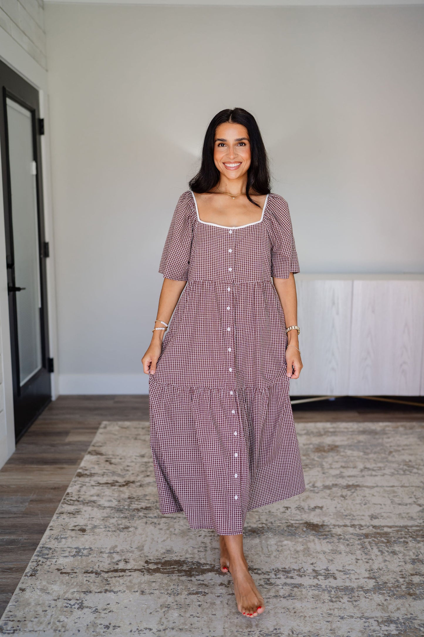 Maple Cream Plaid Dress