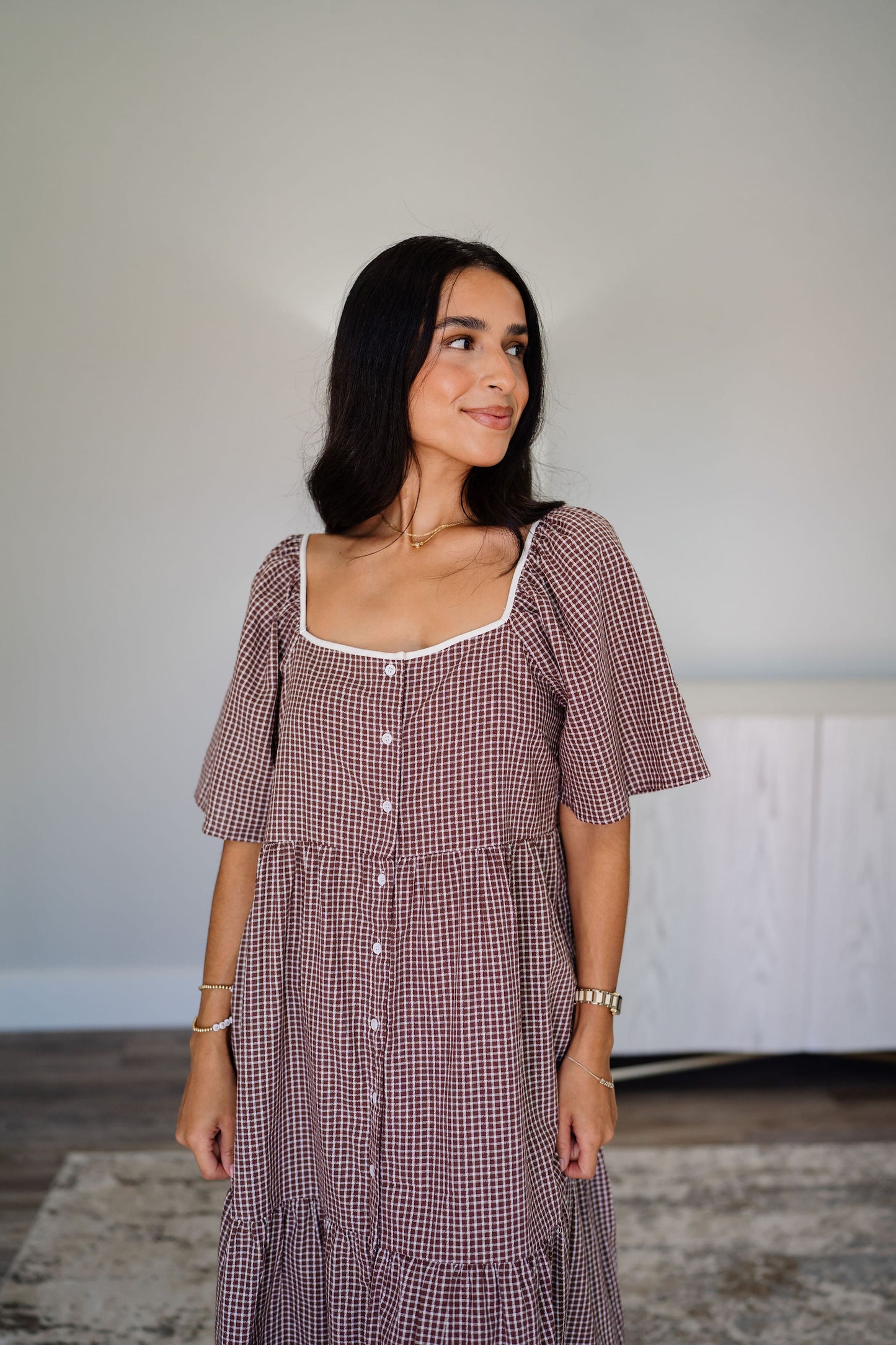 Maple Cream Plaid Dress