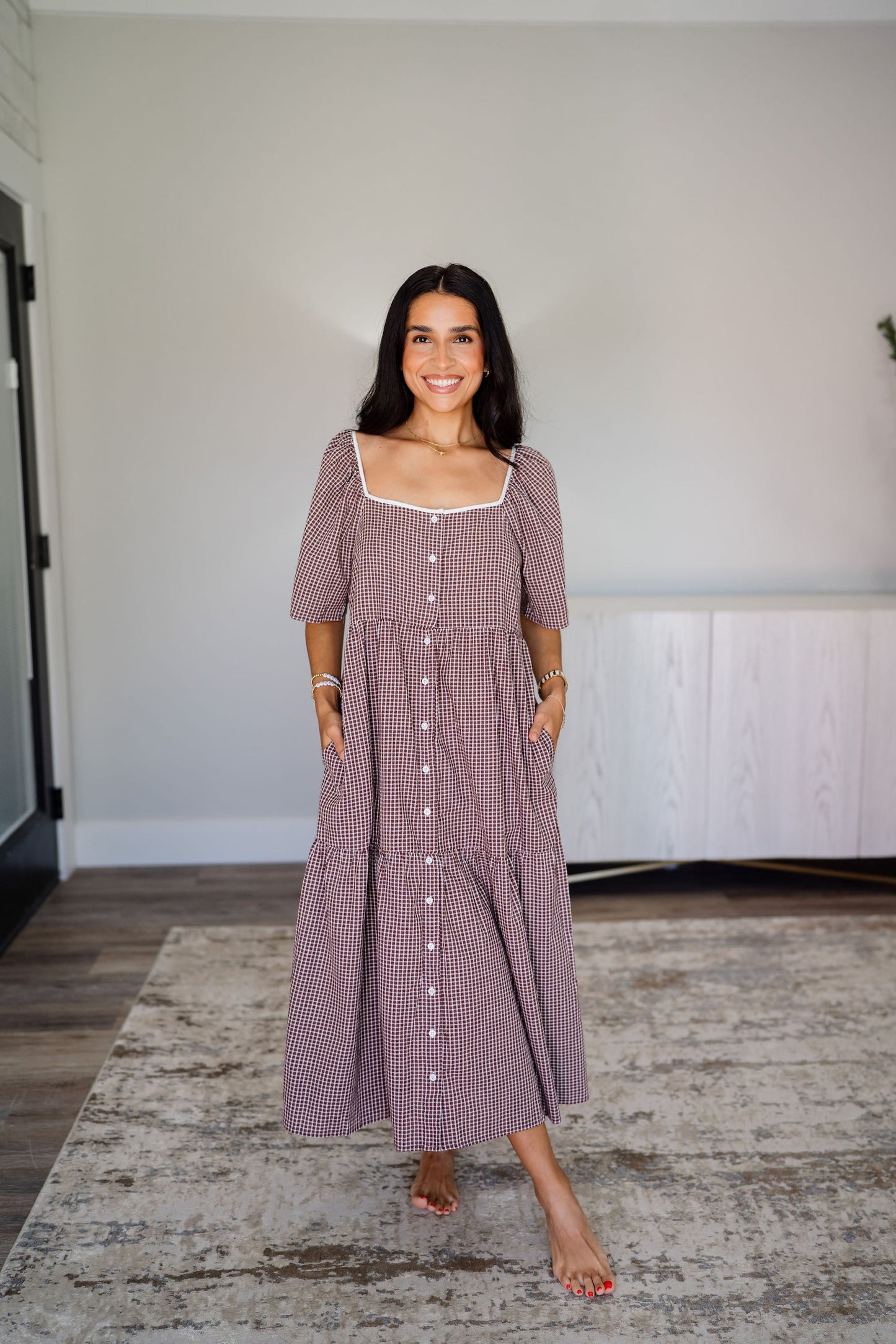 Maple Cream Plaid Dress