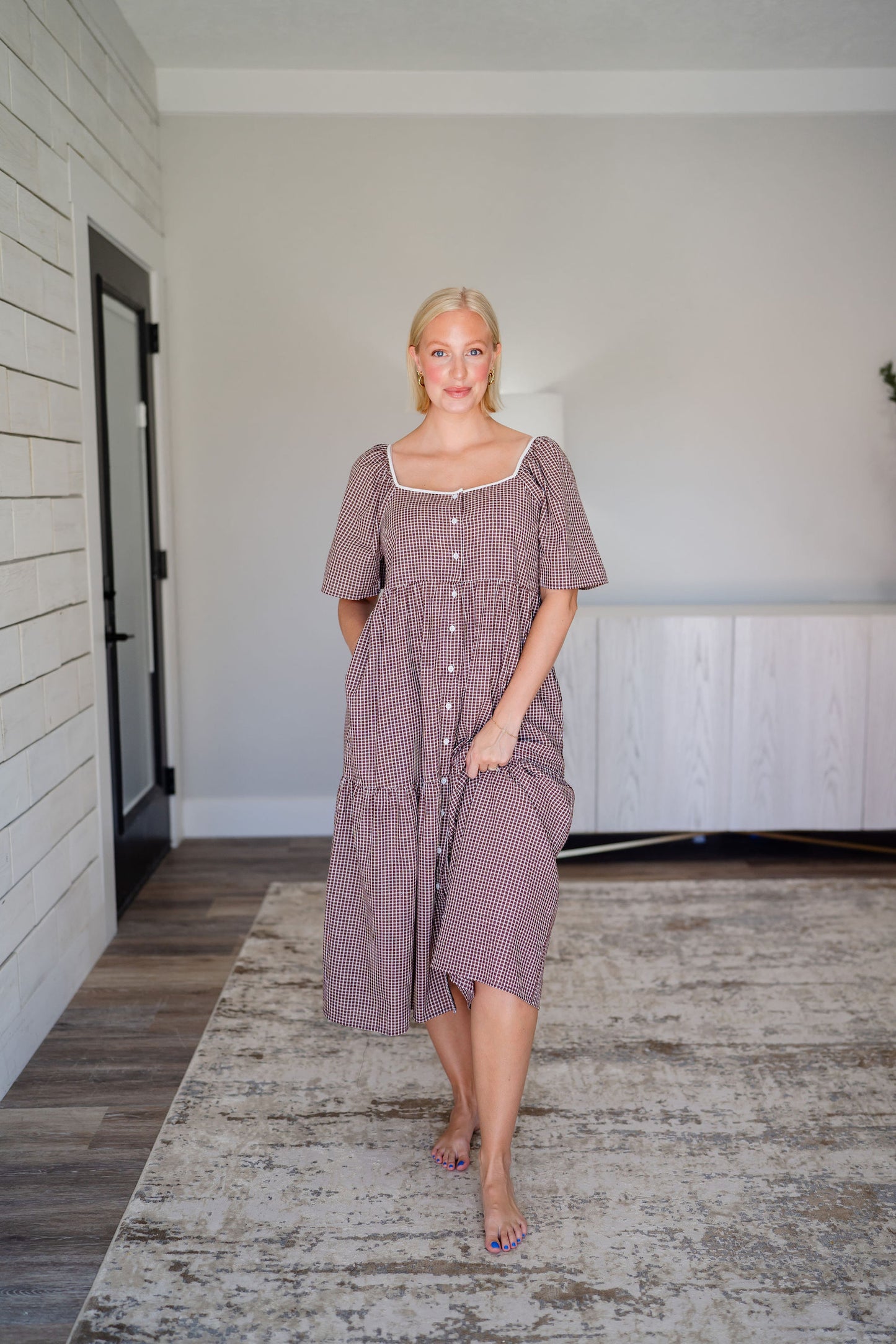 Maple Cream Plaid Dress