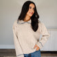 Contrast Collar Cable Knit Sweater