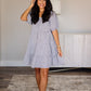 Plaid Puff Sleeve Tiered Dress - Black/Cream