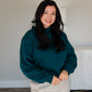 Fleece Wide Neck Sweatshirt - Dark Teal