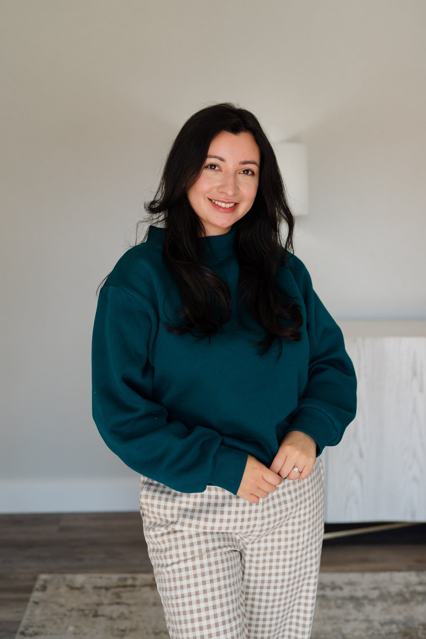 Fleece Wide Neck Sweatshirt - Dark Teal