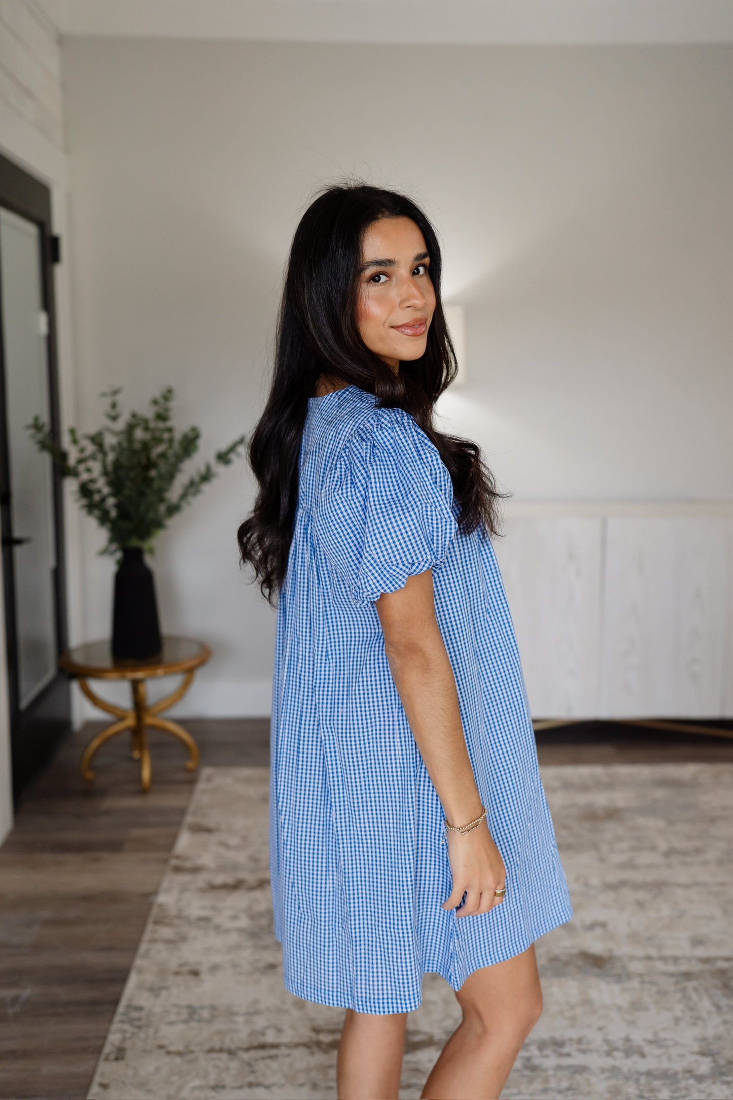Babydoll Blue Gingham Mini Dress