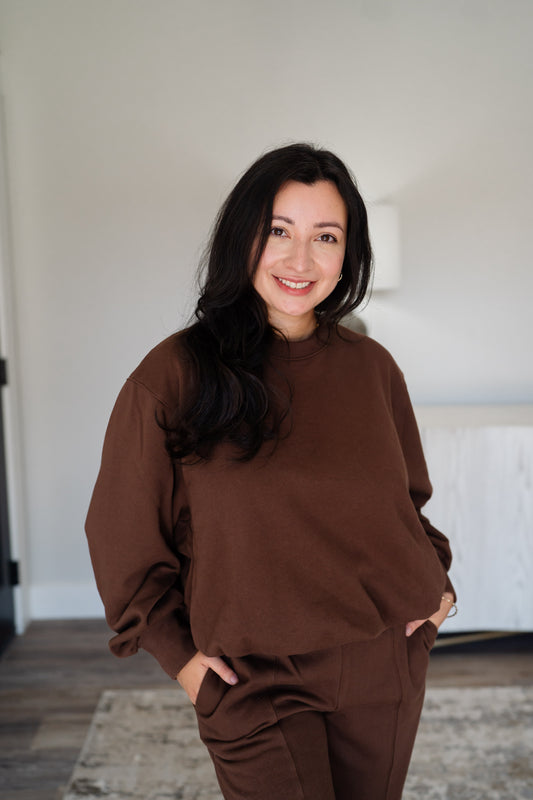 Chocolate Bubble Hem Sweatshirt