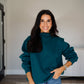 Fleece Wide Neck Sweatshirt - Dark Teal