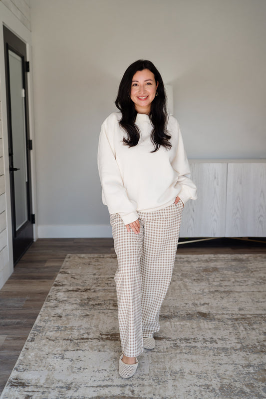 Fleece Wide Neck Sweatshirt - Cream