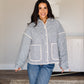 Gingham Piping Jacket - Deep Blue/Cream