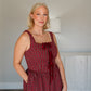 Berry Plaid Front Tie Midi Dress