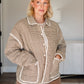 Gingham Piping Jacket - Mocha/Cream