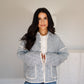 Gingham Piping Jacket - Deep Blue/Cream