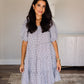Plaid Puff Sleeve Tiered Dress - Black/Cream
