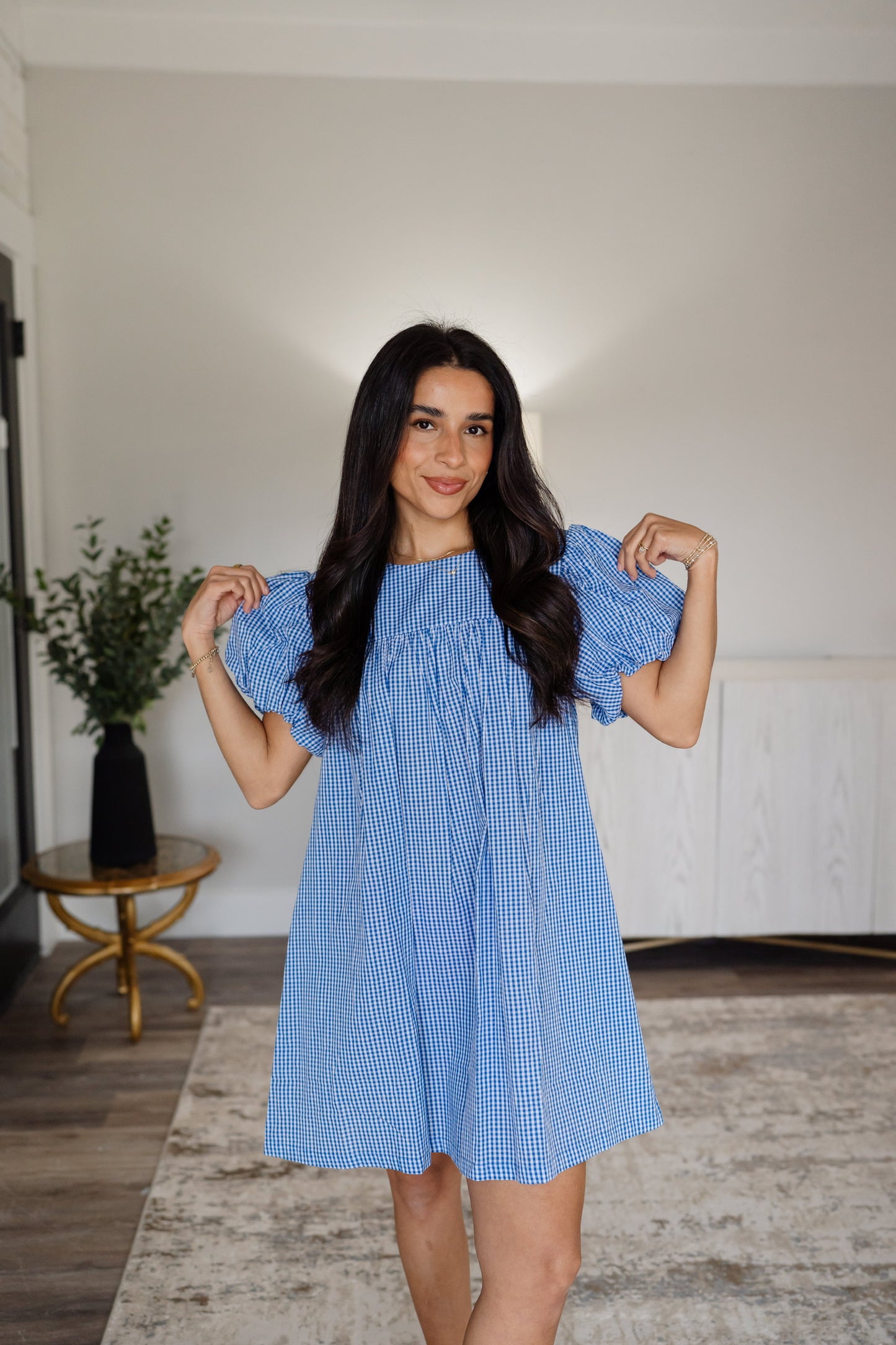 Babydoll Blue Gingham Mini Dress