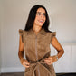 Zip Up Corduroy Skort Romper