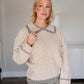Contrast Collar Cable Knit Sweater
