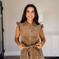 Zip Up Corduroy Skort Romper