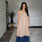 Poplin Colorblock Adjustable Strap Maxi Dress