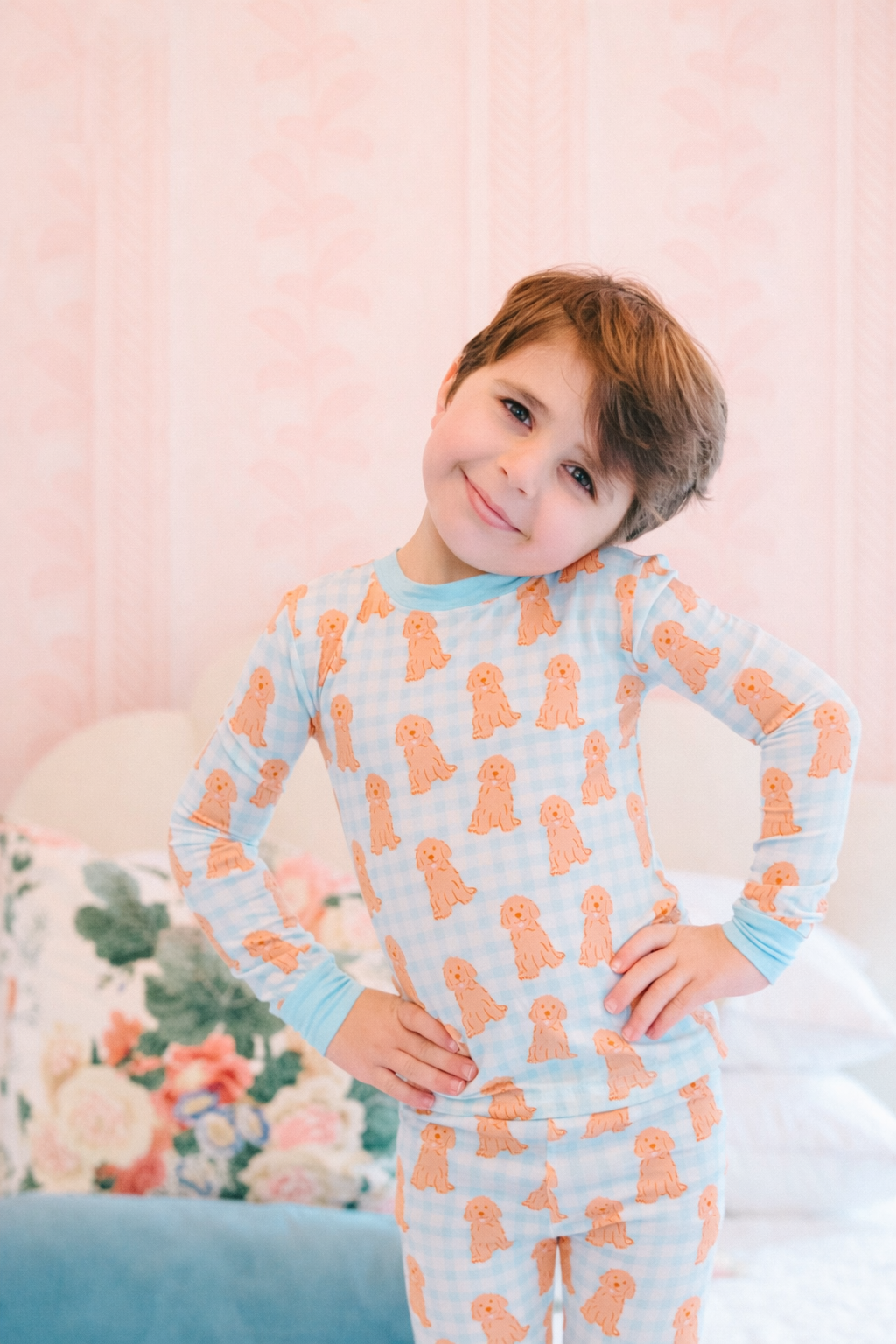 Poppy Kids Co Blue Goldendoodle PJ Set