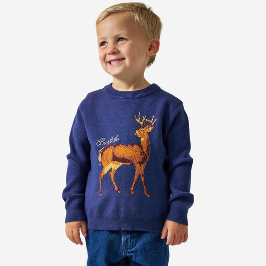 Boys Burlebo Cabin Sweater | Navy Deer