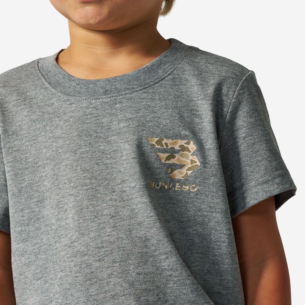 Boys Burlebo Mallard Camo Dog Tee - Dark Heather Grey