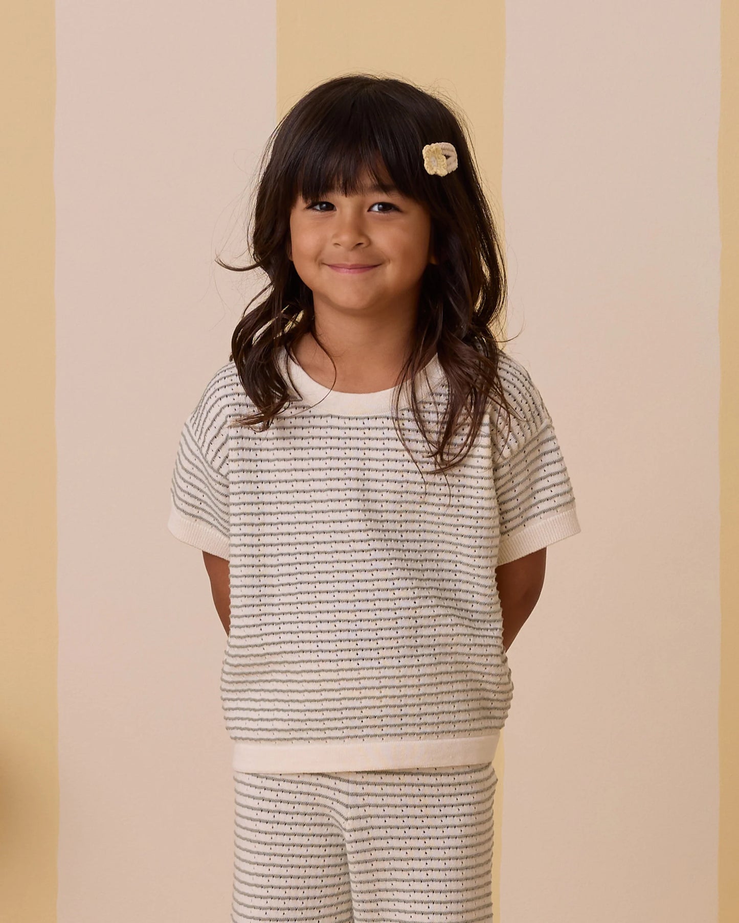 Rylee + Cru Kids Knit Boxy Tee | Sage Stripe