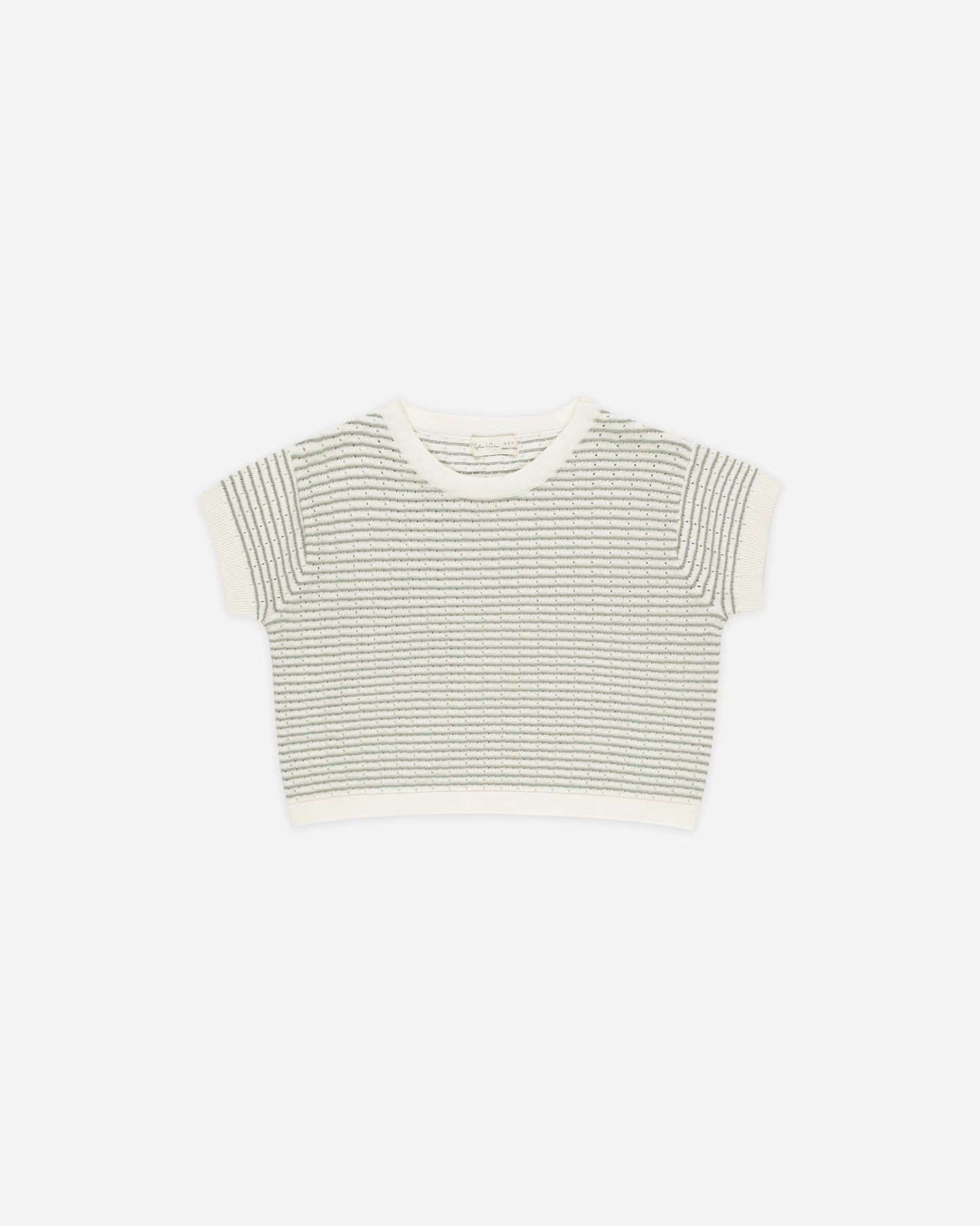 Rylee + Cru Kids Knit Boxy Tee | Sage Stripe