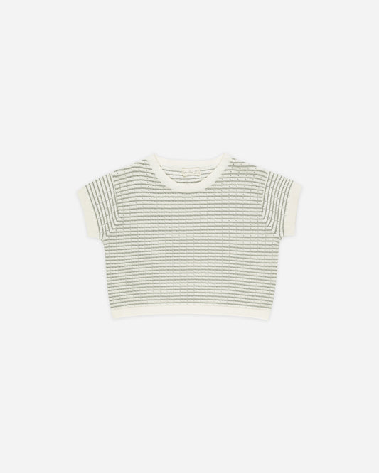 Rylee + Cru Kids Knit Boxy Tee | Sage Stripe