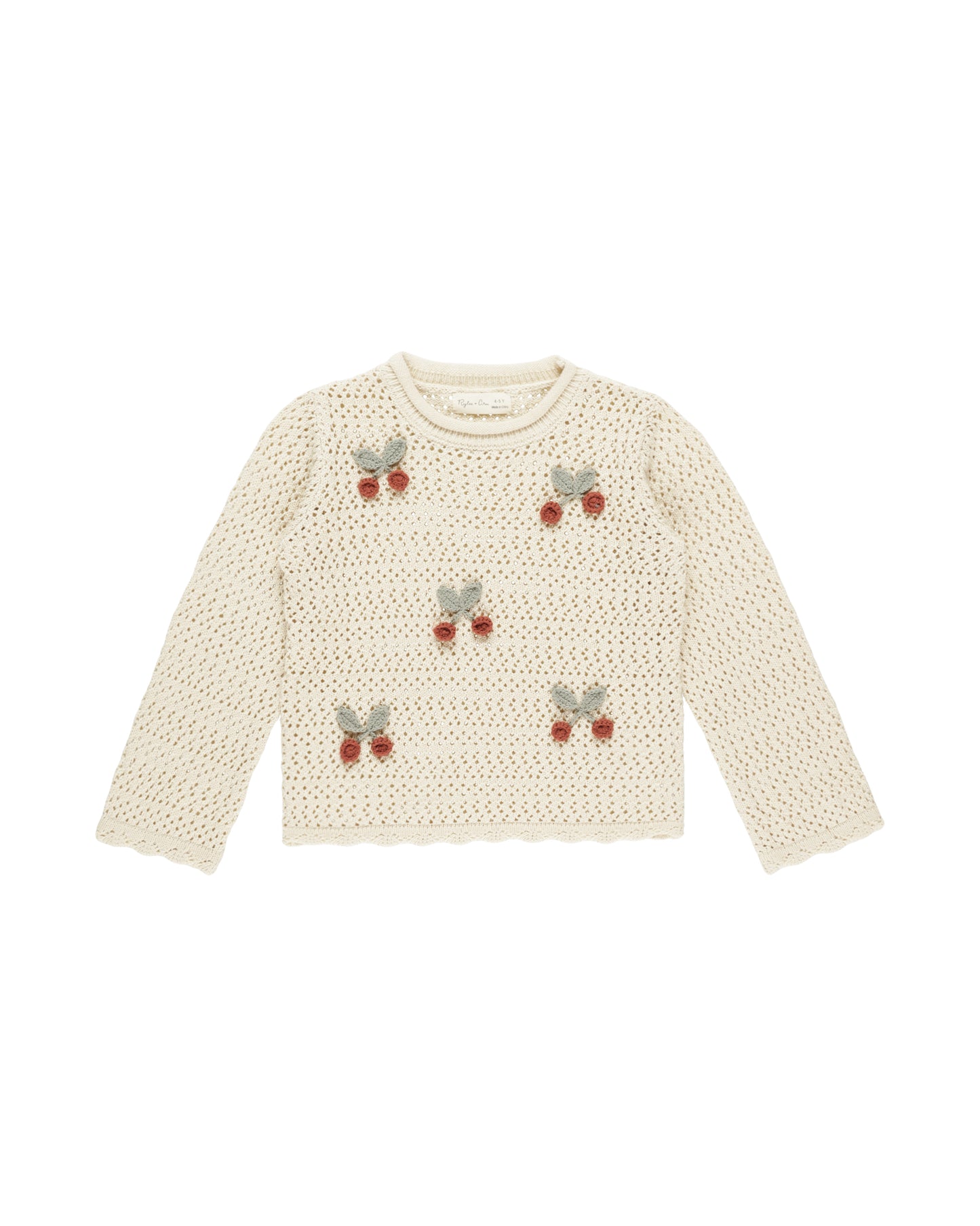 Rylee + Cru Crochet Knit Pullover | Cherries