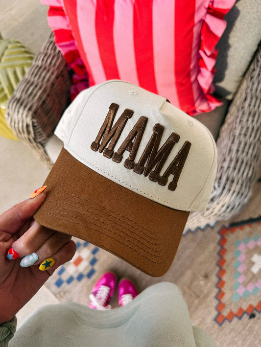 Mama Puff Trucker Hat - Cream/Brown