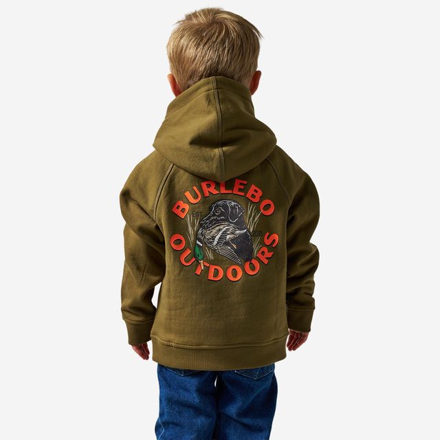 Boys Burlebo Fleece Hoodie - Duck Down | Hunter Green