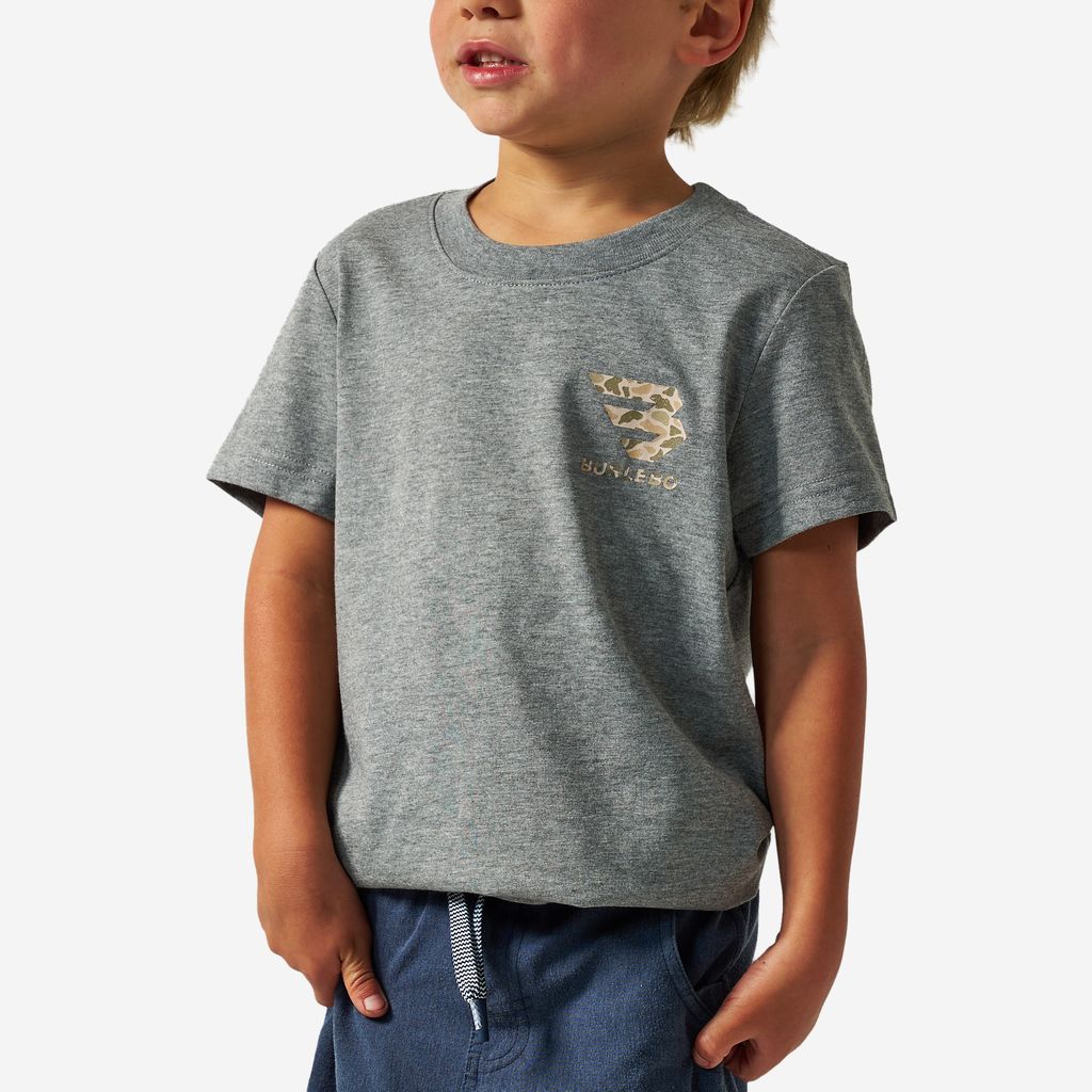 Boys Burlebo Mallard Camo Dog Tee - Dark Heather Grey