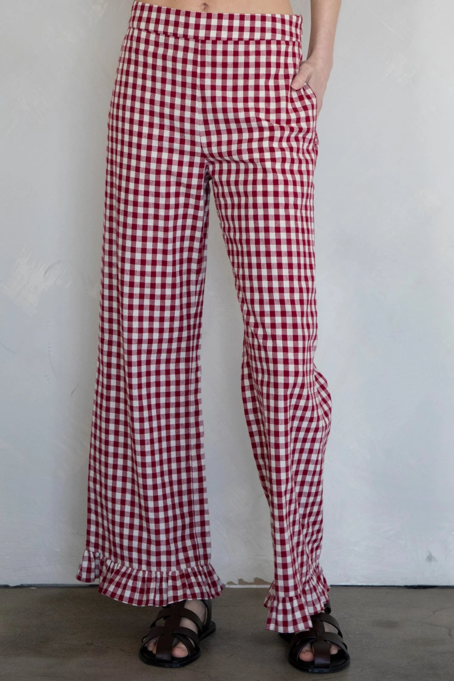 Milton Burgundy Gingham Pants