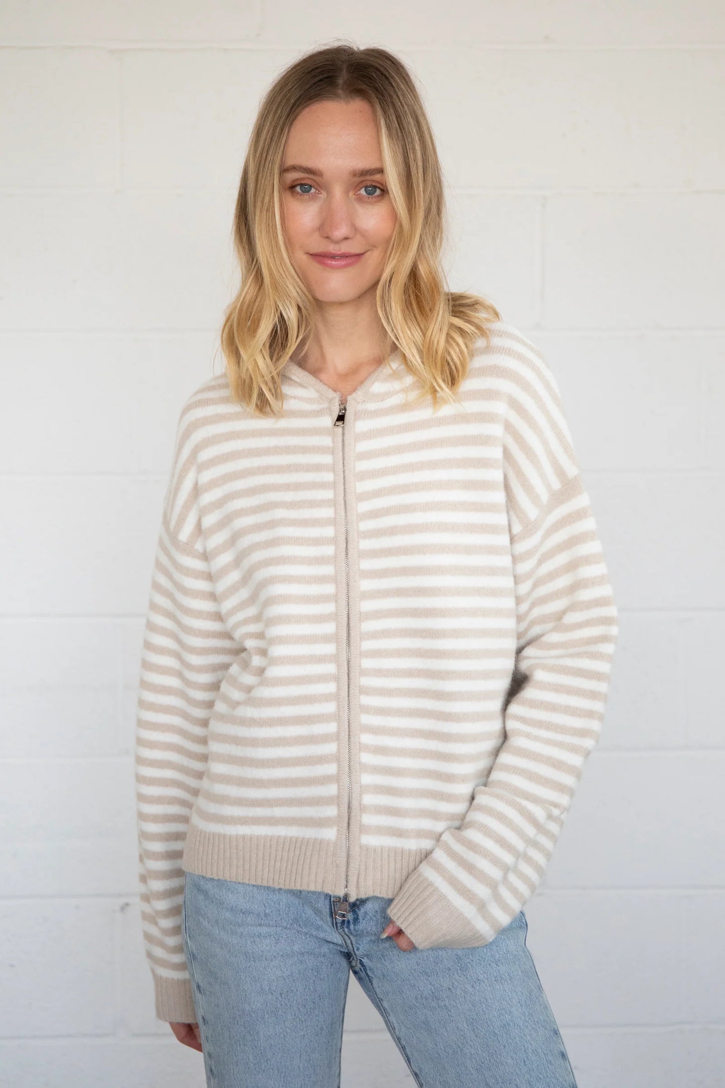 Cooper Zip Up Hoodie - Latte