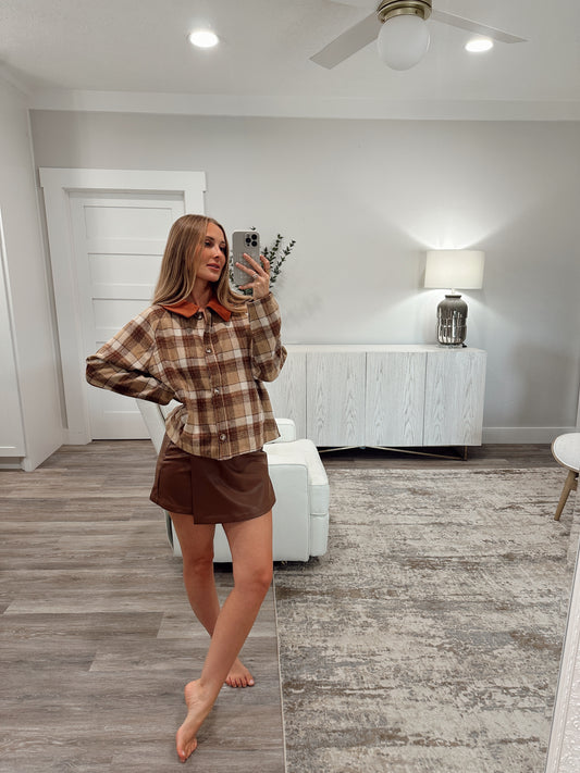 Chocolate Leather Skort