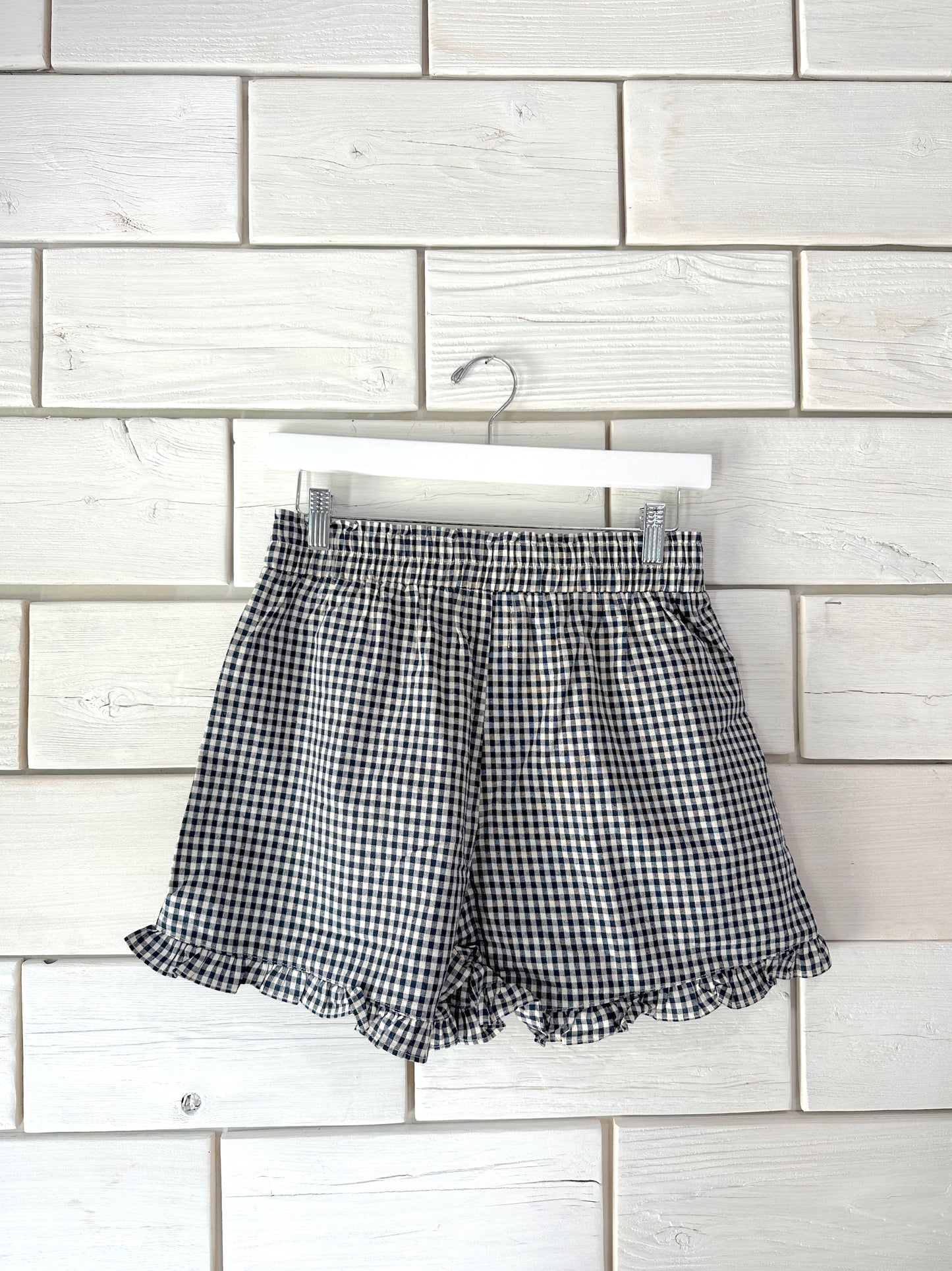 Georgia Navy Gingham Ruffle Shorts