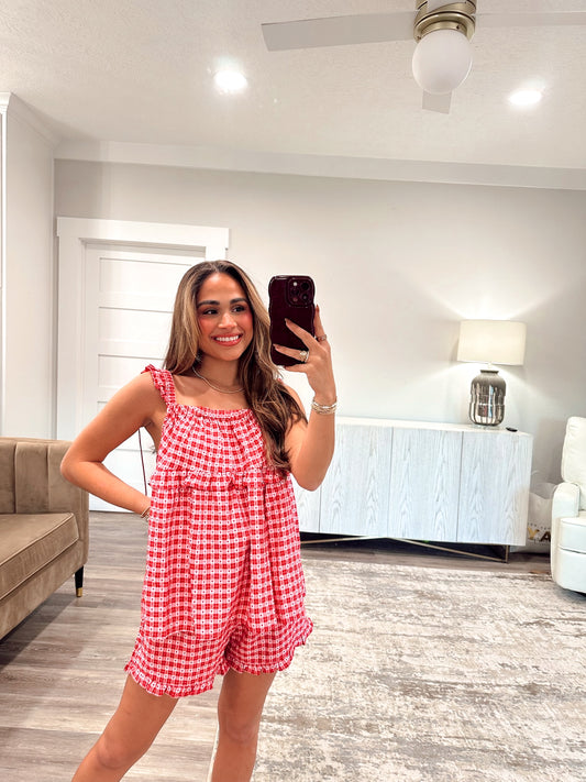 Jules Checker Top - Red