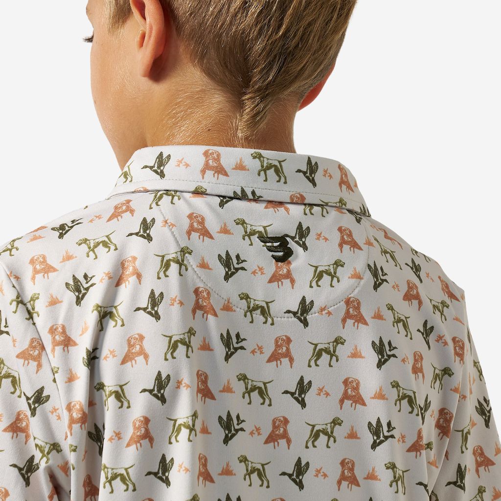 Boys Burlebo Performance Polo - Mallard Duck Dog