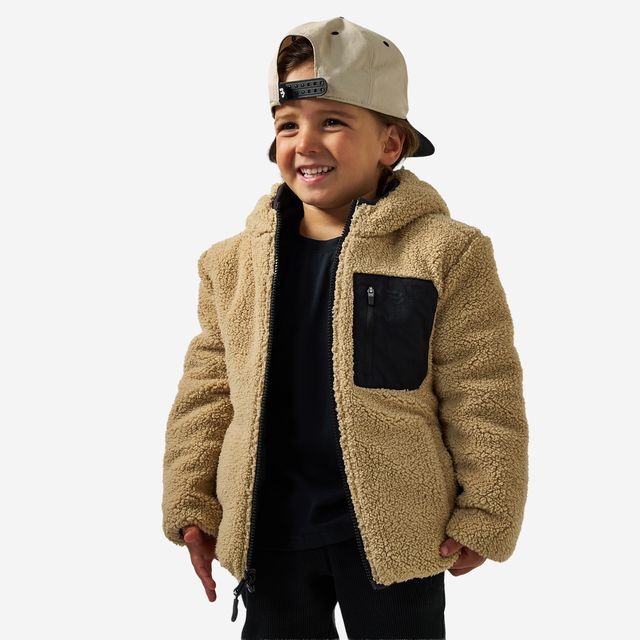 Boys Burlebo Mountain Fleece Hoodie Jacket - Tan